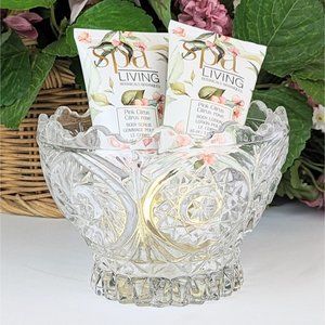 Clear Glass Round Pedestal Candy Bowl Vintage Pressed Glass Small Glass Bowl